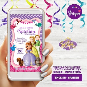 Sofia the First The Birthday Digital Invitation, Perfect to send by Wathsaap, Sofia the First, Princess Sofia, 1080 x 1920