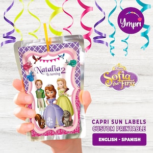Sofia the First Personalized Printable Capri Sun Juice Labels. Sofia the First party decoration. Printable digital file