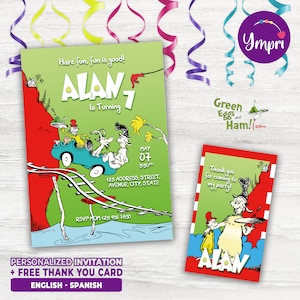 Personalized Printable Invitation for Birthday Green Eggs and Ham, Dr. Seuss, Green Eggs and Ham, Printable, Personalized Card