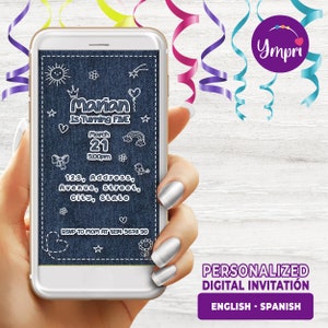 Cartão de aniversário jeans engraçado e legal - download digital super fofo - convite personalizado para impressão -1080x1920