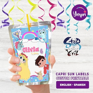Star vs the forces of evil Custom Printable Capri Sun Juice Labels. Star vs the forces of evil party decoration. Printable digital file