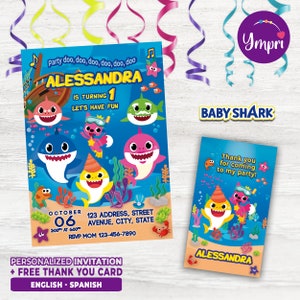 Personalized Printable Invitation for Baby Shark Birthday, Baby Shark, Printable, Personalized Baby Shark Card