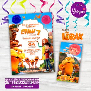Personalized Printable Invitation for Birthday The Lorax, Dr. Seuss, The Lórax, Printable, Personalized The Lorax card