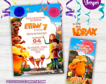 Personalized Printable Invitation for Birthday The Lorax, Dr. Seuss, The Lórax, Printable, Personalized The Lorax card