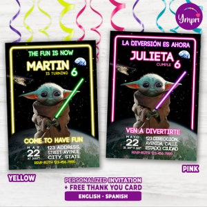 Personalized Printable Invitation for Birthday Baby Yoda, Star Wars, The Child, The Mandalorian, Printable, Party, Fun