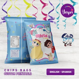 Custom Printable Chip Bag Labels for Star vs the forces of evil. Star vs the forces of evil party decor. Printable digital file