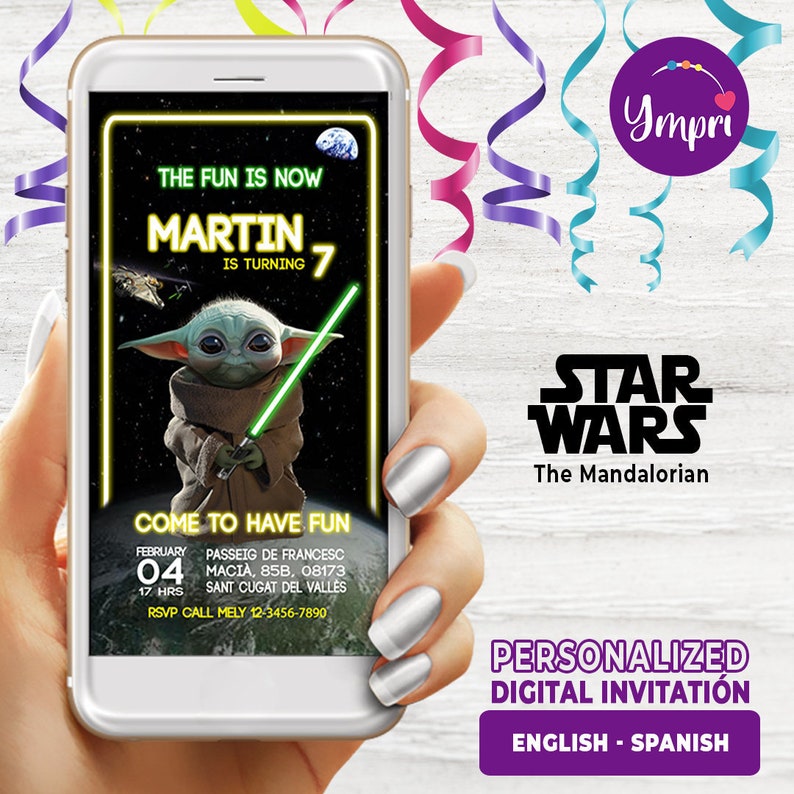 Baby Yoda Birthday Digital Invitation Perfect to Send by Etsy