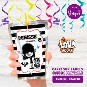 The Loud House Lucy Personalisierte Druckbare Capri Sonne Saft Etiketten. The Loud House Lucy Party Dekoration. Druckbare digitale Datei