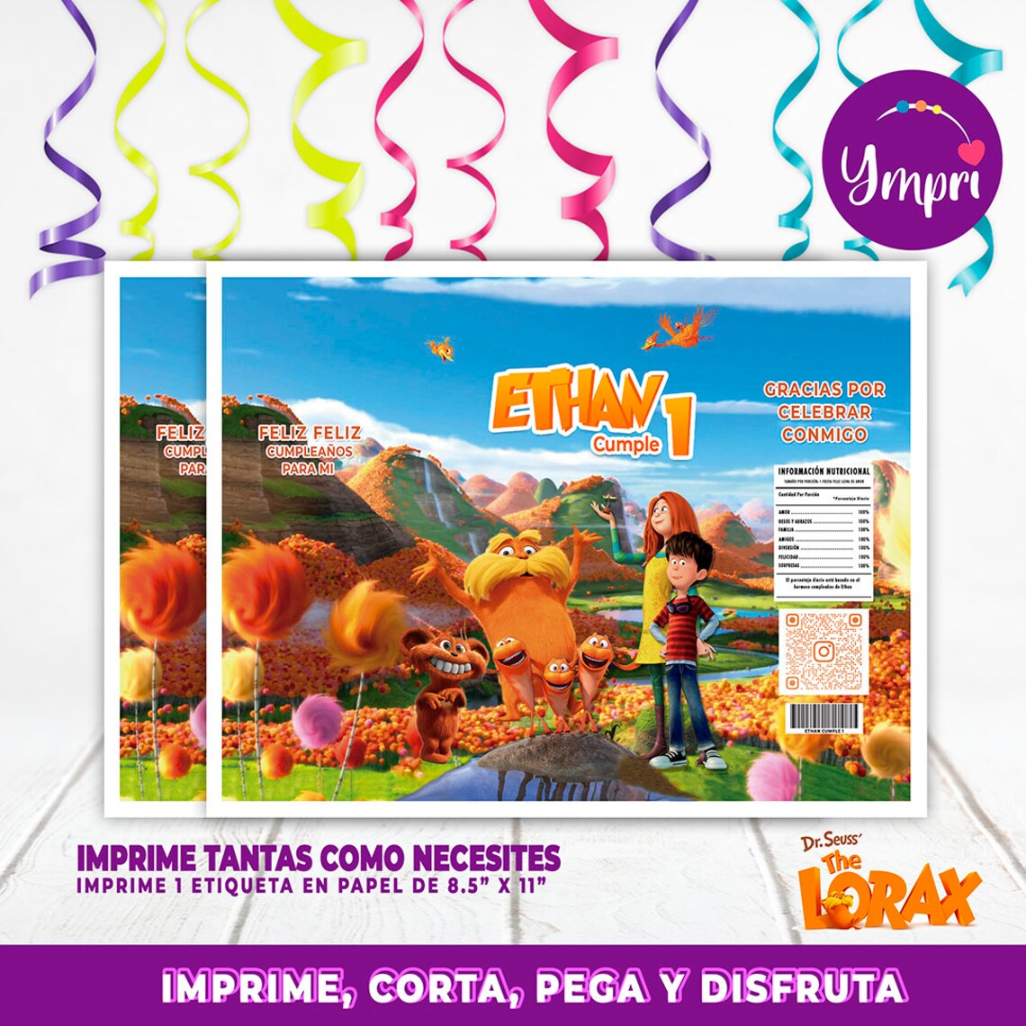 Custom Printable Chip Bag Labels From the Lorax. the Lorax Etsy Singapore