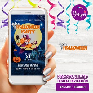 Halloween party digital invitation, perfect to send by Wathsaap, personalized party, Halloween Party Invitation for kids 1080 x 1920