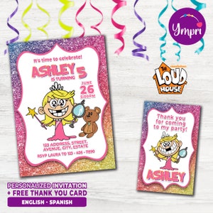 Invito stampabile personalizzato per il compleanno di The Loud House Lola, The Loud House, carta stampabile e personalizzata The Loud House