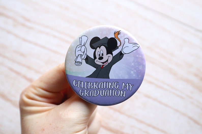 Disney Mickey Mouse Graduation Button Pin Badge Personalised Etsy