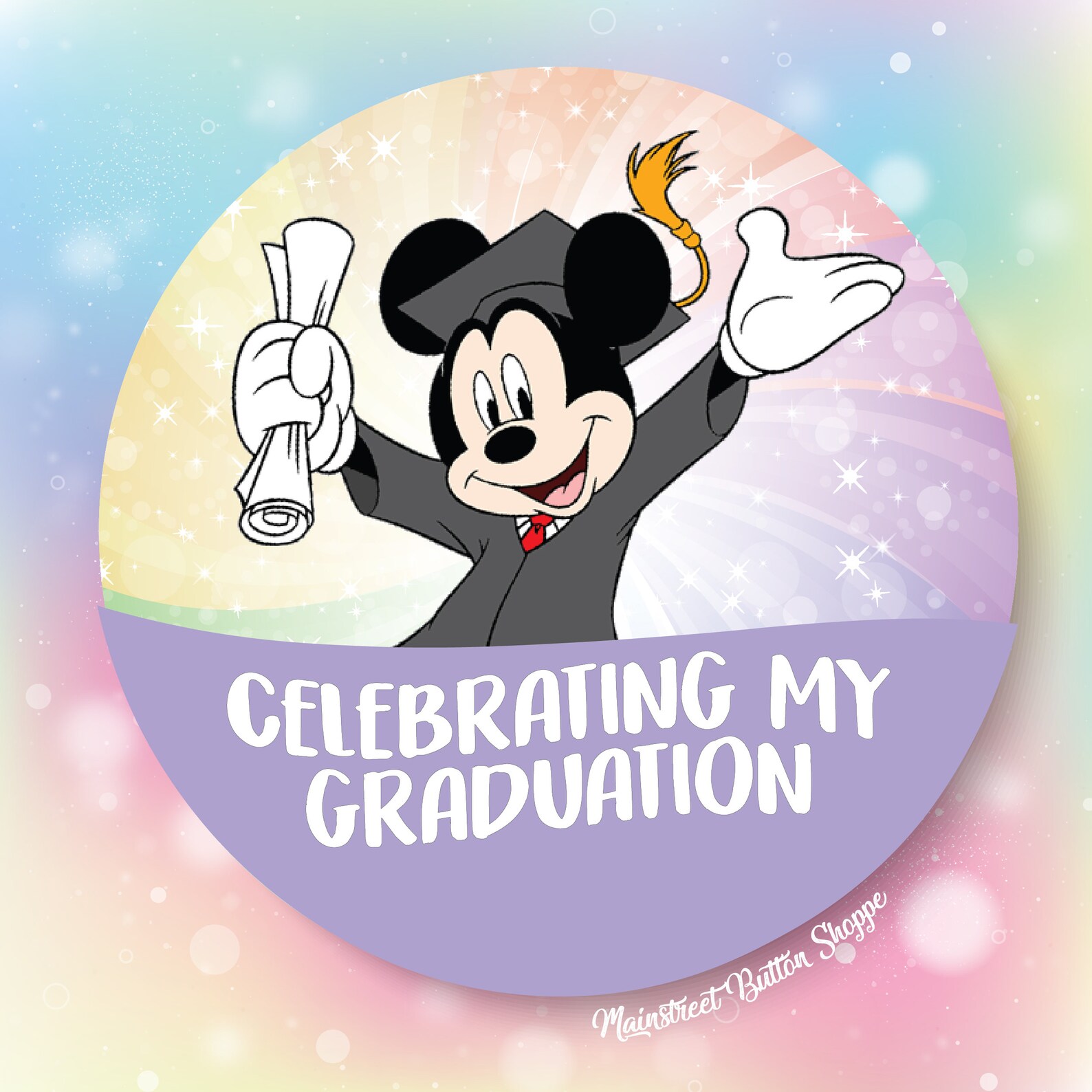 Disney Mickey Mouse Graduation Button Pin Badge Personalised Etsy