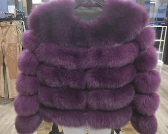 Purple mink fur coat