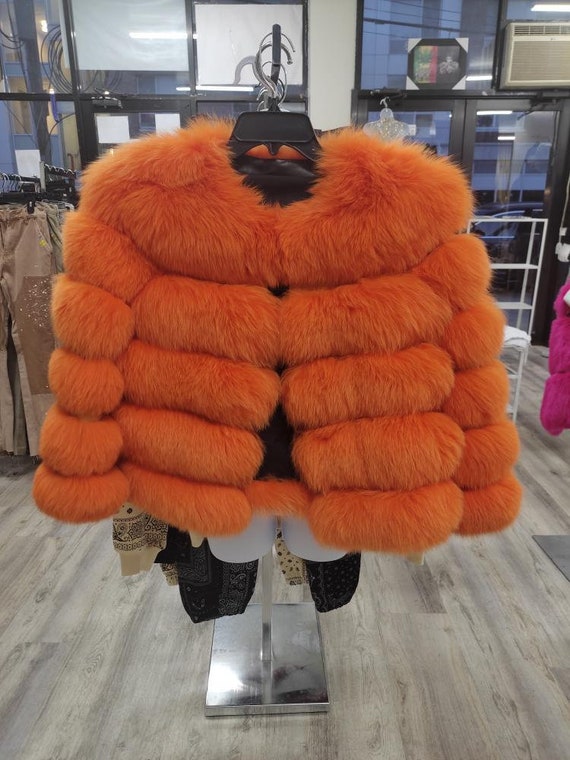 Orange fur coats sale