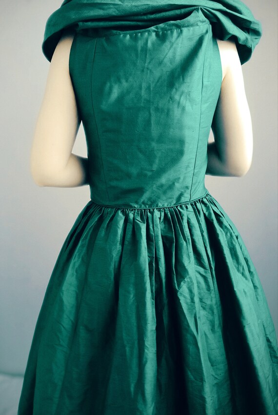 beautiful silk bootle green Laura Ashley dress wi… - image 4