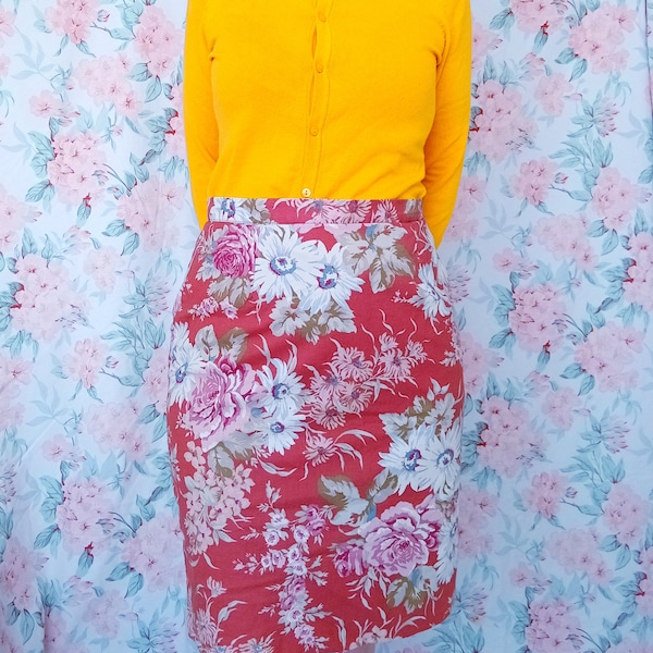vintage Laura Ashley 1990 mini-jupe bandeau floral automne taille s