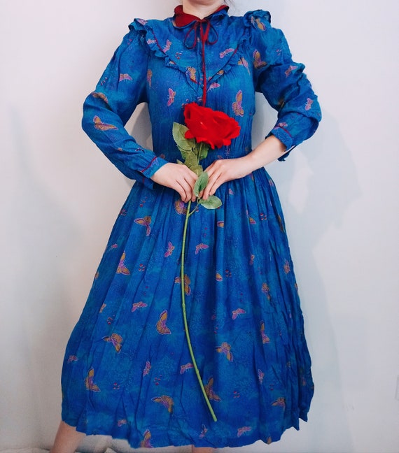 Beautiful 1970 prairie dress with long sleeve Boh… - image 6