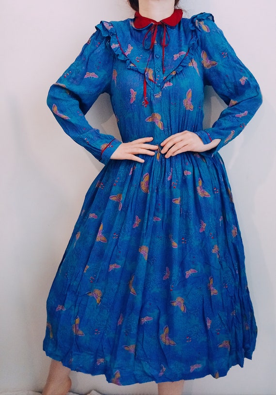 Beautiful 1970 prairie dress with long sleeve Boh… - image 8