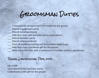 Printable Wedding Planning DIY - Groom's Man Duties Checklist