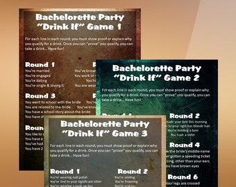 Printable Bachelorette "Drink If" Game - 3 Pack (1, 2 & 3)