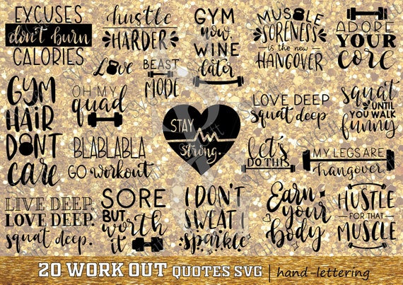 Workout Quotes Svg Bundle Workout Shirt Gym Quote Svg Squat Etsy