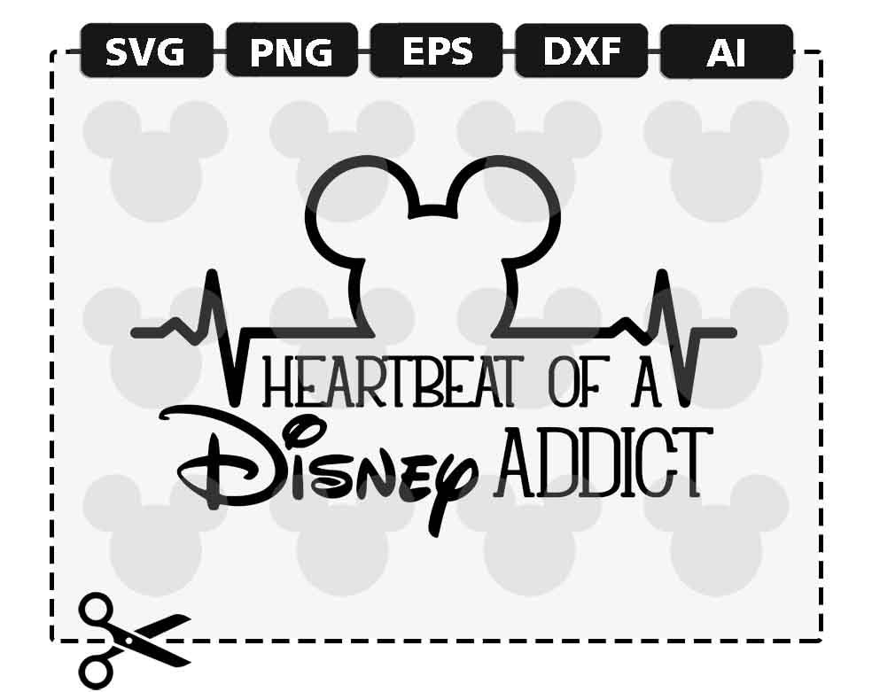 Download SVG Heartbeat of a Disney Addict Disney Ears Mickey Minnie ...
