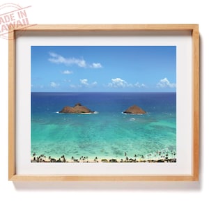 Lanikai Beach - 18x24 Poster Art Print, Mokulua Islands,Hawaii Photo,Hawaii Print, Beach Print, Ocean Print, Beach Decor,Kailua,Pillbox Hike