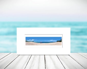 Makaha Beach • 14"X7" Matted Print, Waianae, West Oahu, Hawaii, Surfboard, Panoramic Photography, Hawaiian Decor,