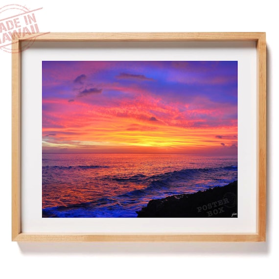 Makaha Sunset - 18x24 Poster Art Print, Sunset Photography, Sunset