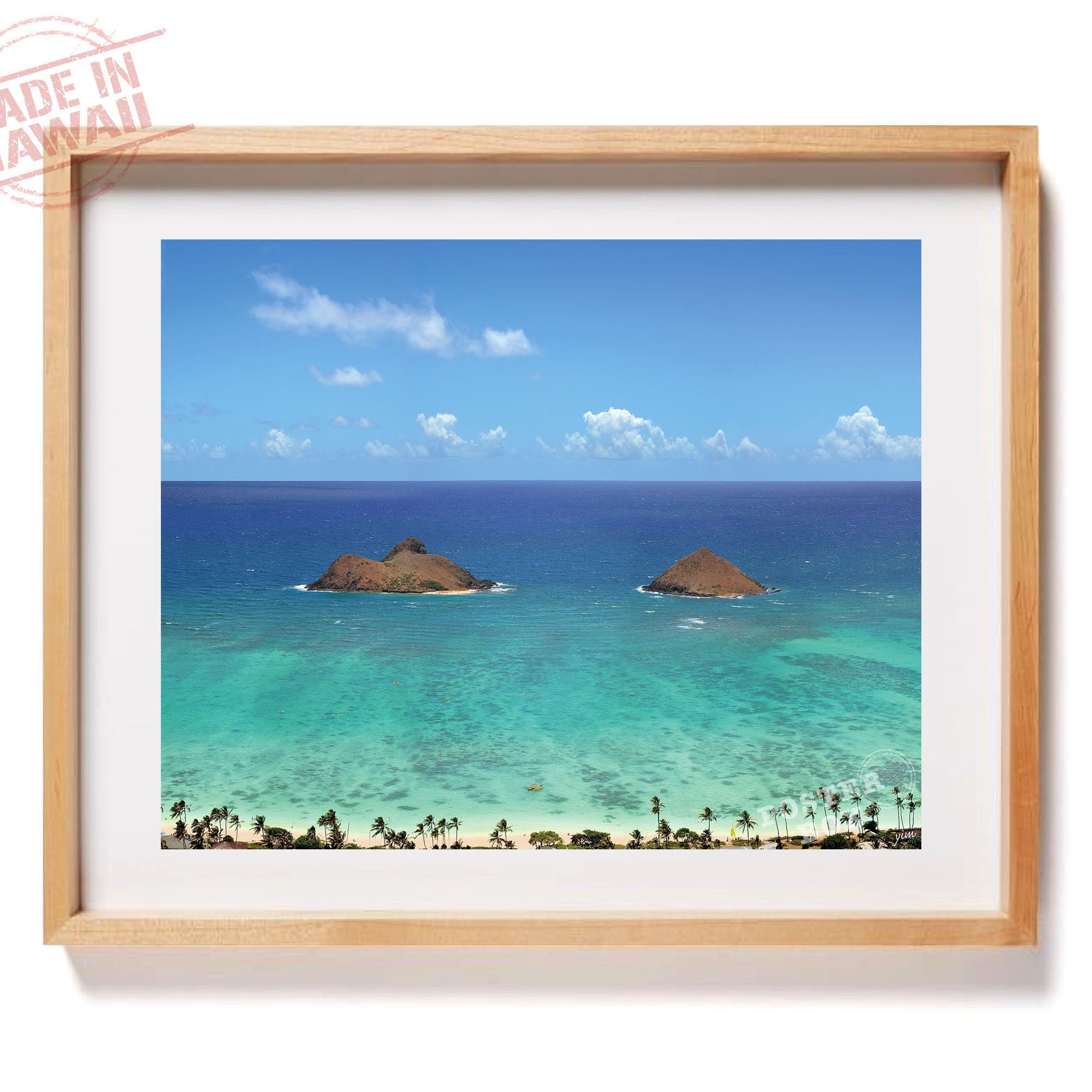 Lanikai Beach - 18x24 Poster Art Print, Mokulua Islands,Hawaii Photo,Hawaii Print, Beach Print, Ocean Print, Beach Decor,Kailua,Pillbox Hike