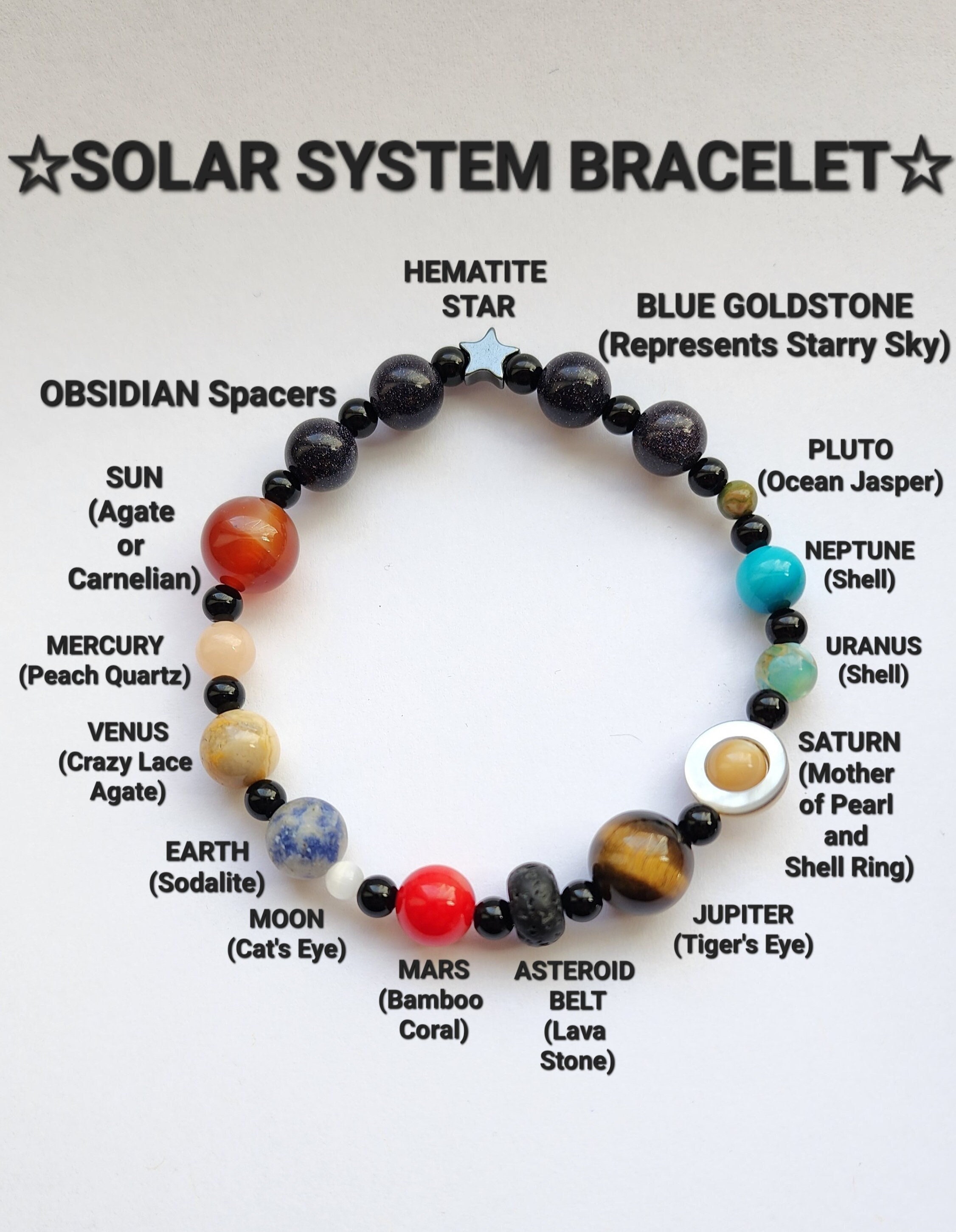 Elastic Planet Bracelet, Men Bead Bracelet