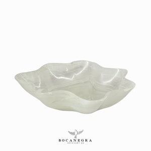 White Onyx Bowl, Handcrafted Onyx Bowl, Mexican Onyx Freeform Dish, Fruit Platter, Serving platter