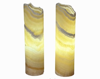Handcrafted Onyx Stone Table Lamps | Natural Modern Lighting | Rustic Home & Office Decor