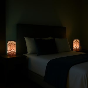 Handcrafted Natural Onyx Table Lamp – Rustic Accent Light image 1