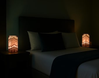 Handcrafted Natural Onyx Table Lamp – Rustic Accent Light