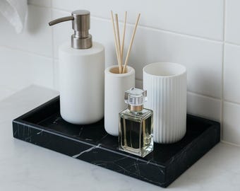 Hand-Carved Marble Vanity Tray – Luxurious Natural Stone Accent