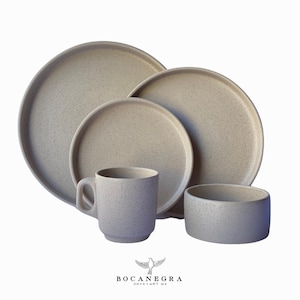 Handmade ceramic dinnerware set, beautiful sand color tableware set, housewarming gift, ceramic dish, dining essential