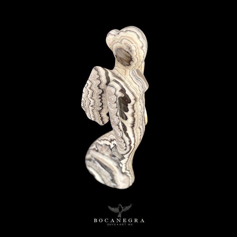 Escultura de ángel de ónix: decoración beige y negra para el hogar (20 pulgadas) imagen 5