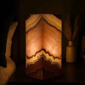 Handcrafted Natural Onyx Table Lamp – Rustic Accent Light image 2