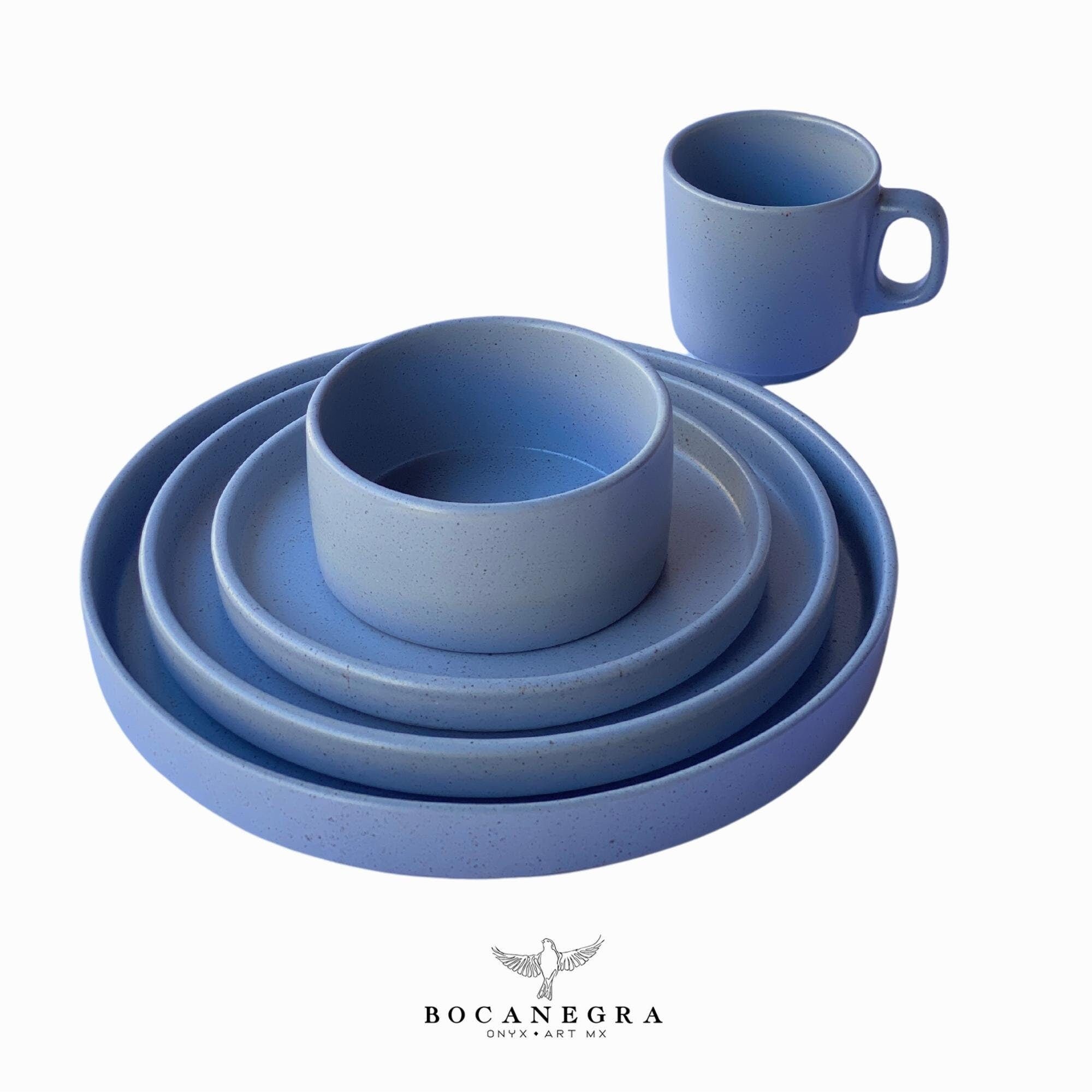 Handmade Light Blue Ceramic Dinnerware Set: 5-piece Tableware - Etsy