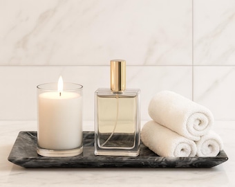 Hand-Carved Marble Vanity Tray – Luxurious Natural Stone Accent