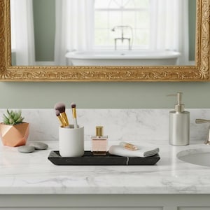 Handmade Black Marble Vanity Tray: Rectangular Jewelry Organizer