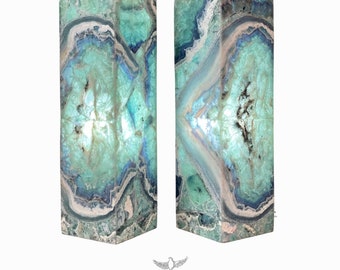 Green and Blue Fluorite Stone Lamps, Fluorite Lighting, Table Lamps, Bedroom essentials, Home Decor