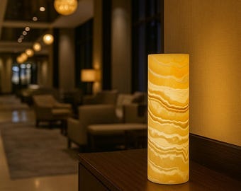 Handcrafted Onyx Stone Table Lamps | Natural Modern Lighting | Rustic Home & Office Decor