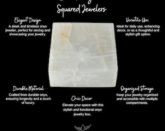 White Onyx Square Jewelry Box: Mexican Stone Organizer