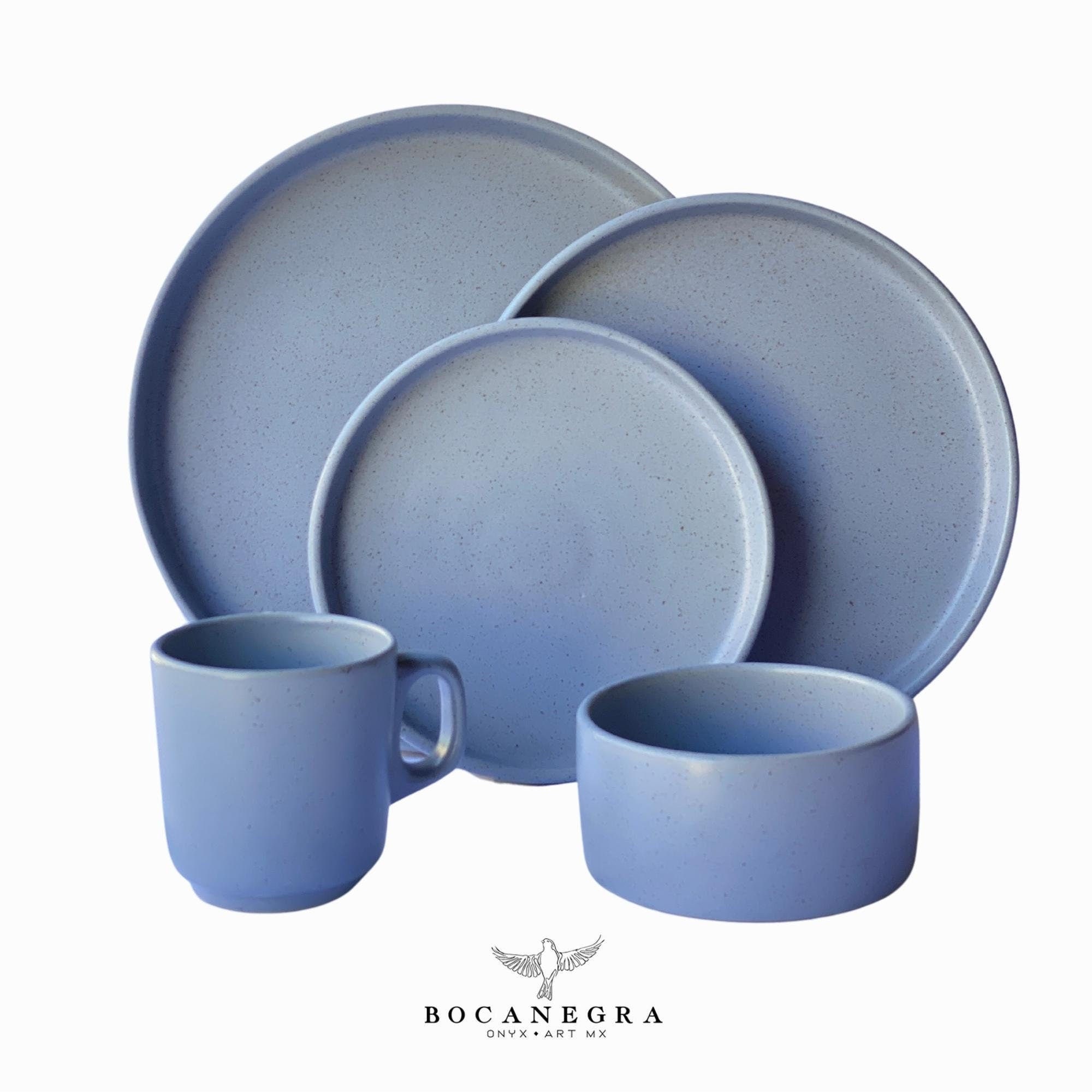 Handmade Light Blue Ceramic Dinnerware Set: 5-piece Tableware - Etsy