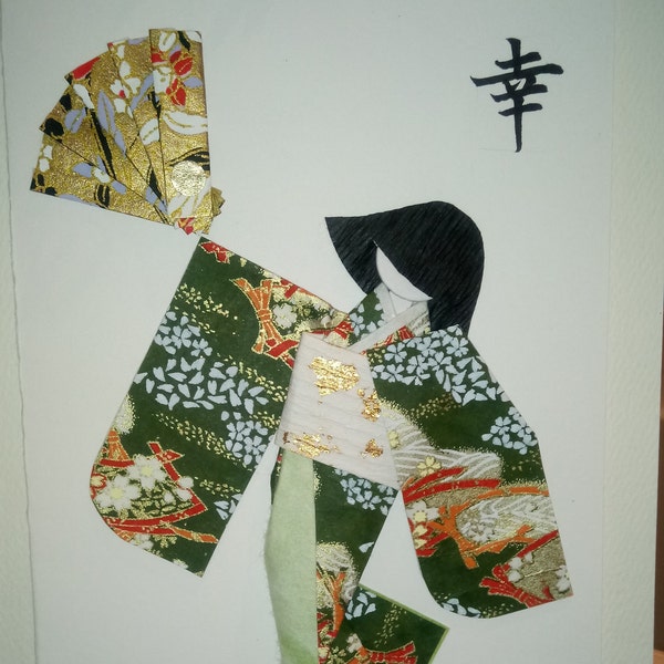 Happiness, 3D Hand-Crafted Paper Kimono Wall Hanging