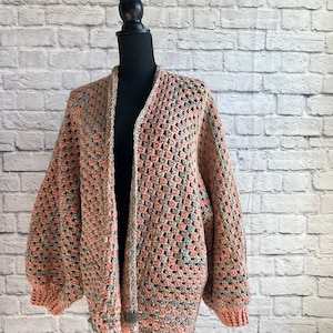 Arizona Cardigan. Granny Hexagon Cardigan Sweater. Sunset colors.