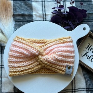 Blush & Gold Knit Ear Warmer Headband: Women&#39;s Winter Style